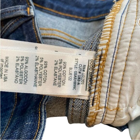 Good‎ American Women’s 4/27 Straight Leg Stripe Ankle Jean Dark Wash Stretchy - Picture 5 of 11